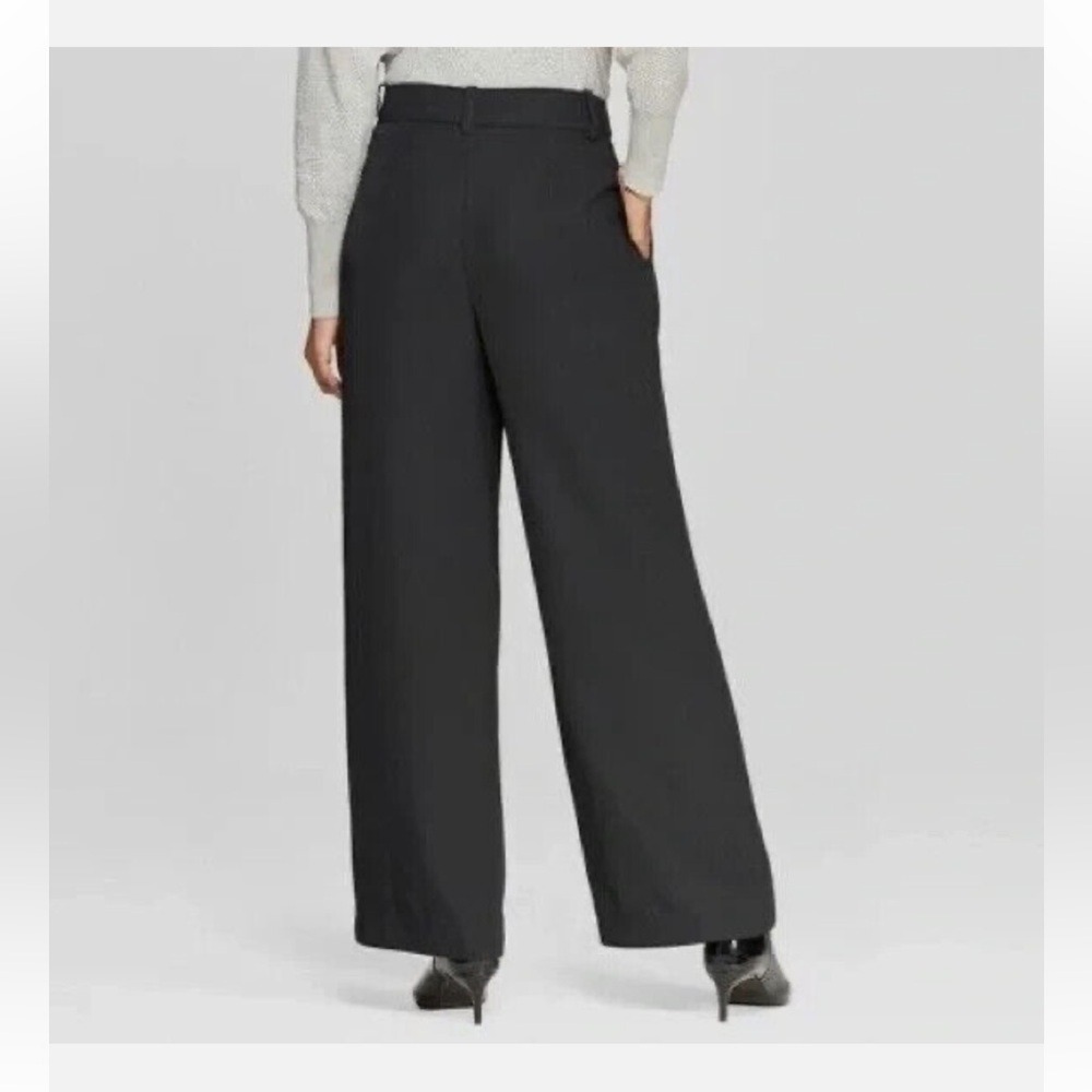 Prologue Pants Womens 4 Black High Rise Wide Leg Pleated Crepe Work Trousers EUC